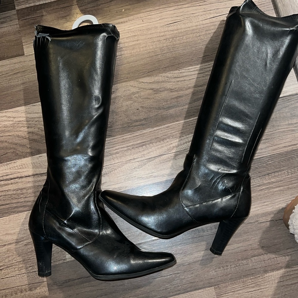 Black leather boots